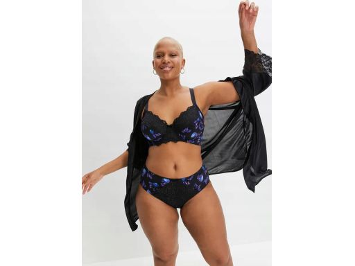 B.P.C biustonosz miękki z fiszbinami czarny nadruk 100C.