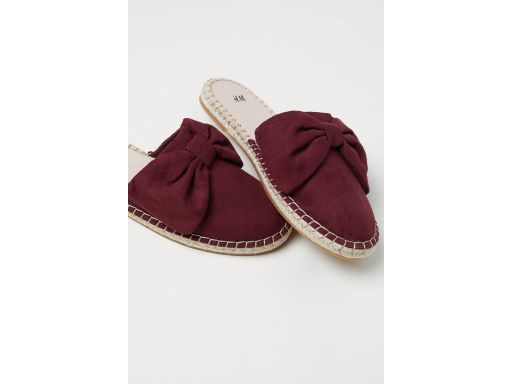 H&M bordowe klapki z dużą kokardą 36