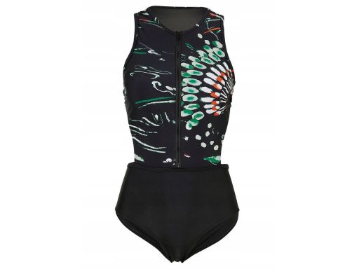 B.P.C Kostium kąpielowy monokini czarny we wzory zapięcie przód ^40