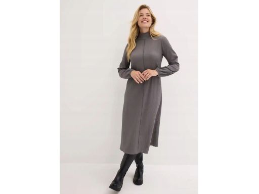B.P.C długa sukienka szara strukturalna krepowana r.56/58