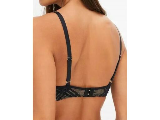 B.P.C biustonosz usztywniany na fiszbinach beżowy z czarną koronką r.8