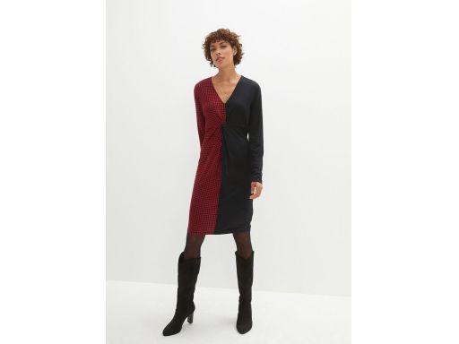 B.P.C sukienka wiskozowa czarno-czerwona ^36/38