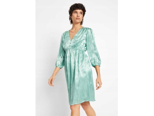 B.P.C sukienka satynowa we wzory zielona 44.