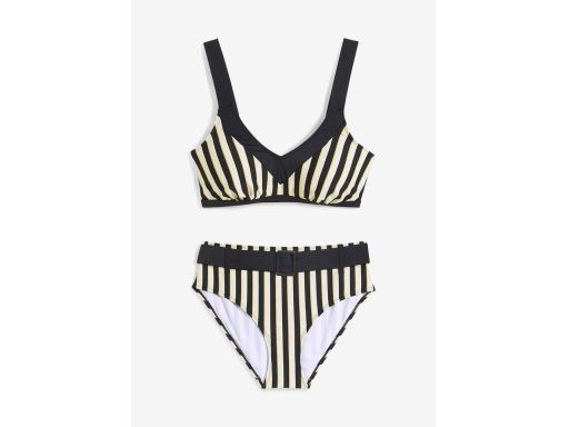 B.P.C bikini kremowo-czarno-złote w paski z figami z paskiem 40.