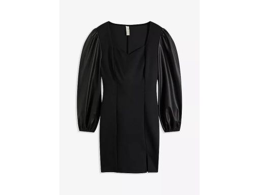 B.P.C czarna sukienka z rękawami z eko skóry r.40/42