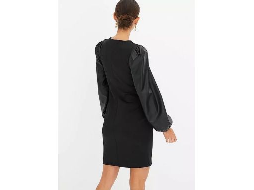 B.P.C czarna sukienka z rękawami z eko skóry r.40/42