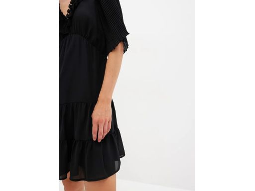 B.P.C sukienka z falbanami i plisowaniem czarna ^44