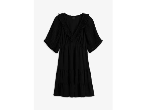 B.P.C sukienka z falbanami i plisowaniem czarna ^44