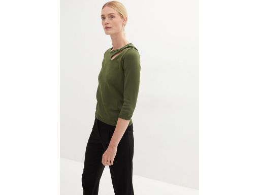 B.P.C sweter khaki z wycięciem r.44/46