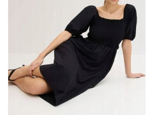 B.P.C czarna sukienka midi z marszczeniem 40.