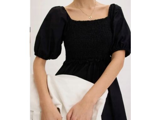 B.P.C czarna sukienka midi z marszczeniem 40.