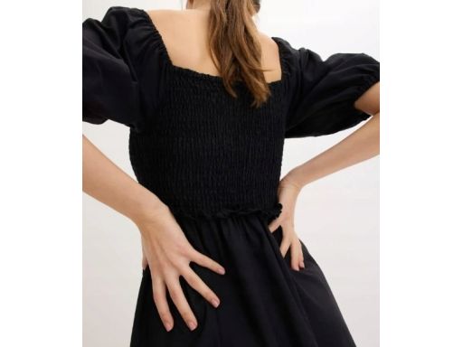 B.P.C czarna sukienka midi z marszczeniem 40.