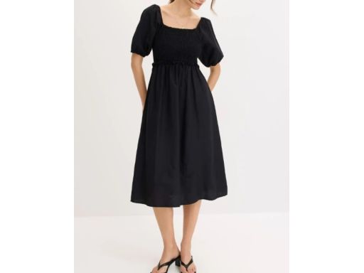 B.P.C czarna sukienka midi z marszczeniem 40.