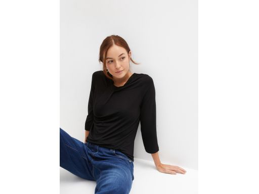 B.P.C czarna bluzka rękaw 3/4 drapowana 36/38.