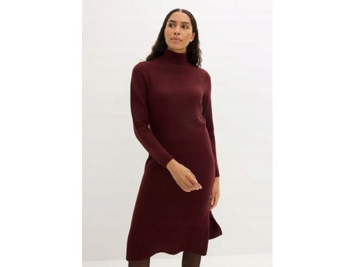 B.P.C długa sukienka dzianinowa ciemna jagoda bordo ^56/58