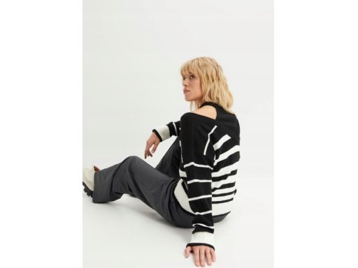B.P.C sweter w paski z wycięciami przy szyi 40/42.