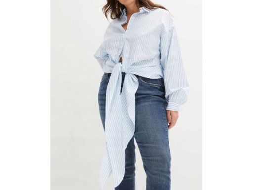 B.P.C bluzka koszulowa niebiesko-biała w paseczki z wiązaniem r.46