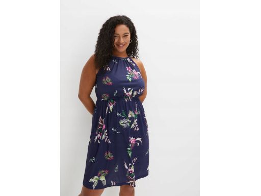 B.P.C sukienka granatowa z nadrukiem 32/34