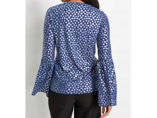 B.P.C połyskująca chabrowa bluzka rozszerzane rękawy 36/38