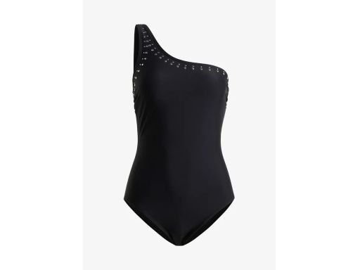 B.P.C kostium kąpielowy czarny na jedno ramię z dżetami r.38