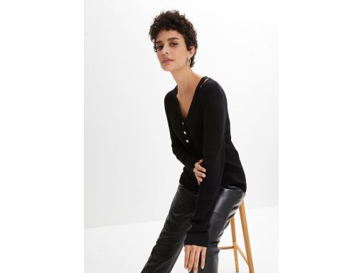 B.P.C sweter z wycięciami i dekoracyjnymi guzikami 40/42.