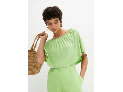 B.P.C zielona bluzka carmen z wiskozy 44/46.