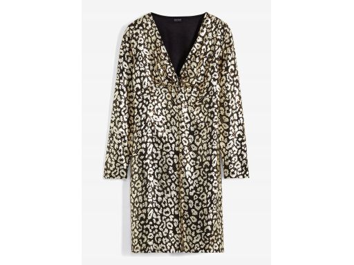 B.P.C sukienka błyszcząca czarno złota we wzory r.32/34