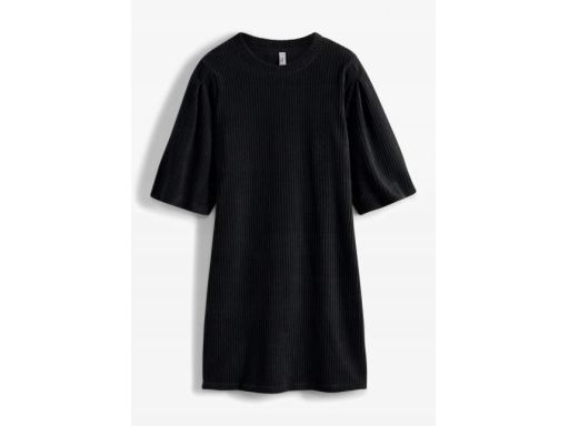 B.P.C czarna sukienka welurowa prążek r.36/38