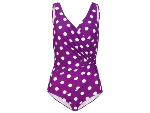 B.P.C Kostium kąpielowy modelujący fioletowy w białe grochy ^48