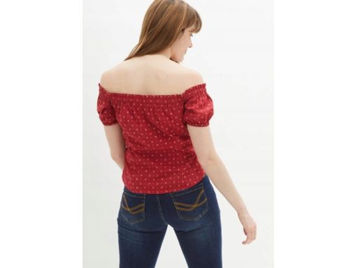 B.P.C czerwona bluzka carmen z nadrukiem r.40