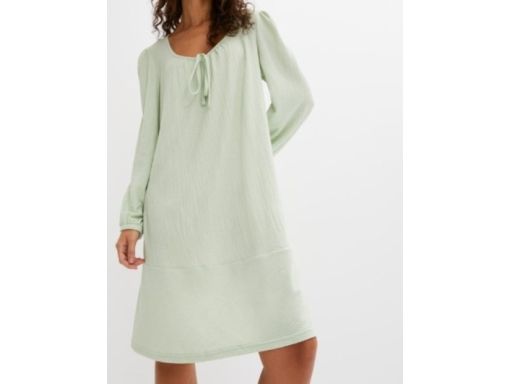 B.P.C sukienka miętowa z wiązaniem krepowana ^36/38