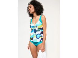 B.P.C turkusowe tankini w kolorowe wzory z figami 50.