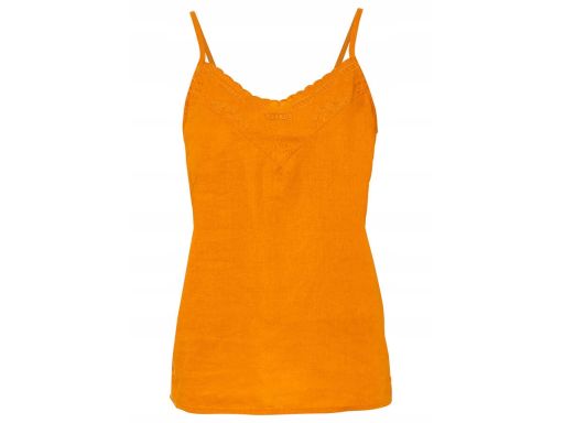 B.P.C top musztardowy lniany z haftem ^42