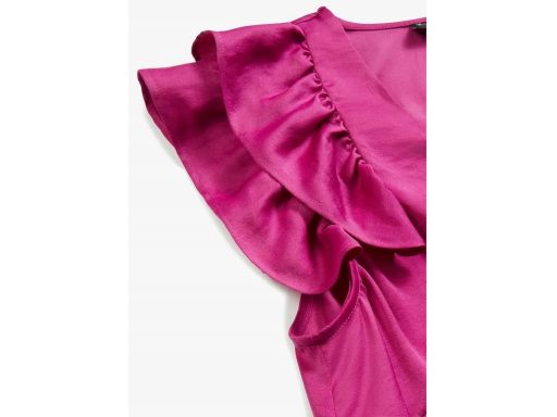 B.P.C bluzka satynowa bez rękawów z falbaną fioletowa orchidea ^42