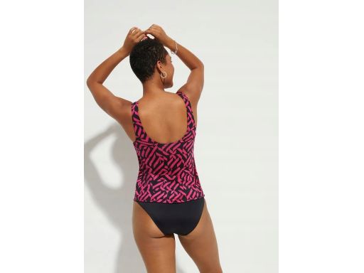 B.P.C kostium jednoczęściowy czarno-różowy we wzór z efektem 2w1 40.