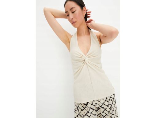 B.P.C top beżowy krepowany odkryte plecy ^48/50