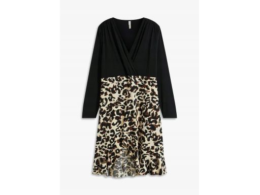 B.P.C sukienka 2w1 asymetryczna z falbanką w cętki r.36/38