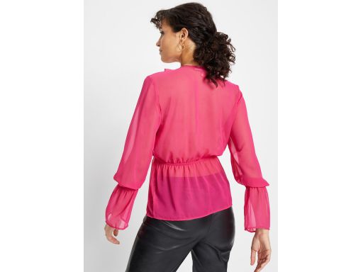 B.P.C bluzka szyfonowa różowa związaniem i falbankami 40.