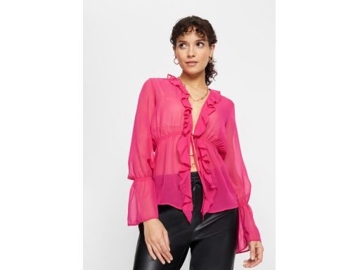 B.P.C bluzka szyfonowa różowa związaniem i falbankami 40.