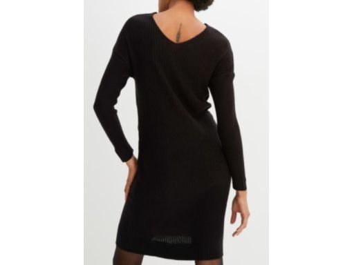B.P.C sukienka dzianinowa czarna ze splotem dekoracyjnym ^52/54