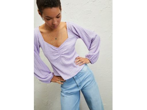 B.P.C fioletowa bluzka krepowana dekolt V r.36/38