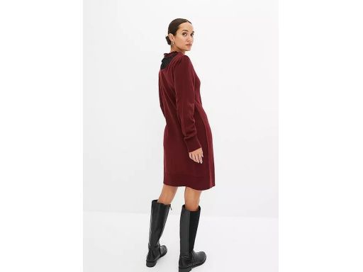 B.P.C sukienka dzianinowa bordowa z czarną koronką r.40/42