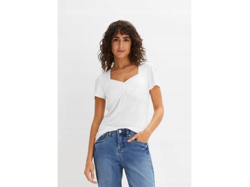 B.P.C t-shirt damski biały dekolt serce r.36/38