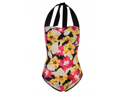 B.P.C kostium kąpielowy wiązane ramiączka kolorowe kwiaty r.36