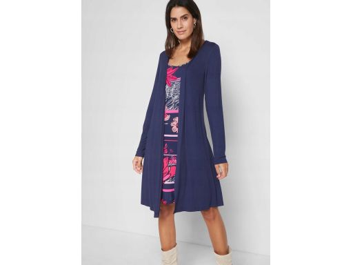 AF9060 sukienka z narzutką 2w1 granatowa ^40/42