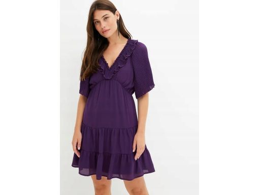 B.P.C sukienka mini ciemny fiolet szyfonowa ^44