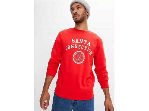 B.P.C męska bluza czerwona świąteczny napis r.4XL