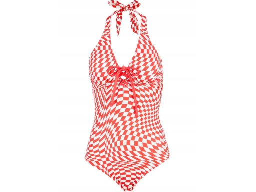 B.P.C Kostium kąpielowy biało czerwony z wiązaniem i sznurowaniem ^44