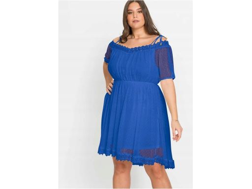 B.P.C niebieska sukienka z koronką asymetryczna dłuższy tył ^44