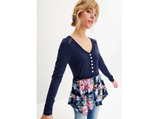 B.P.C asymetryczna tunika z nadrukiem koronka 40/42.